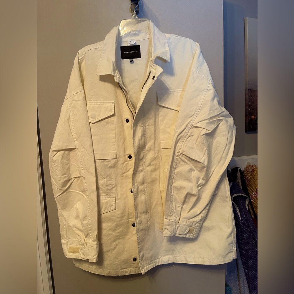 SALE NEW Spirit Jersey Oversized Ivory Utility Jacket